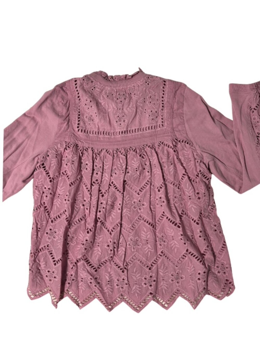 Eyelet-Trim Crewneck Sweatshirt in Mauve | Forever That Girl for Anthropologie
